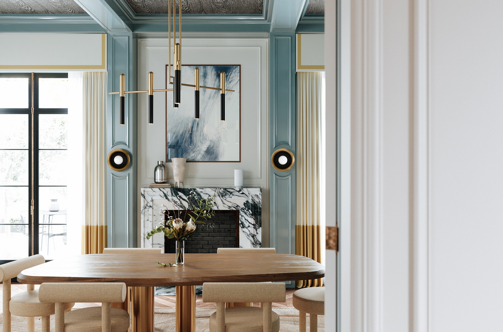 Brass Brass chandelier - Della Meadow for dining room view 5