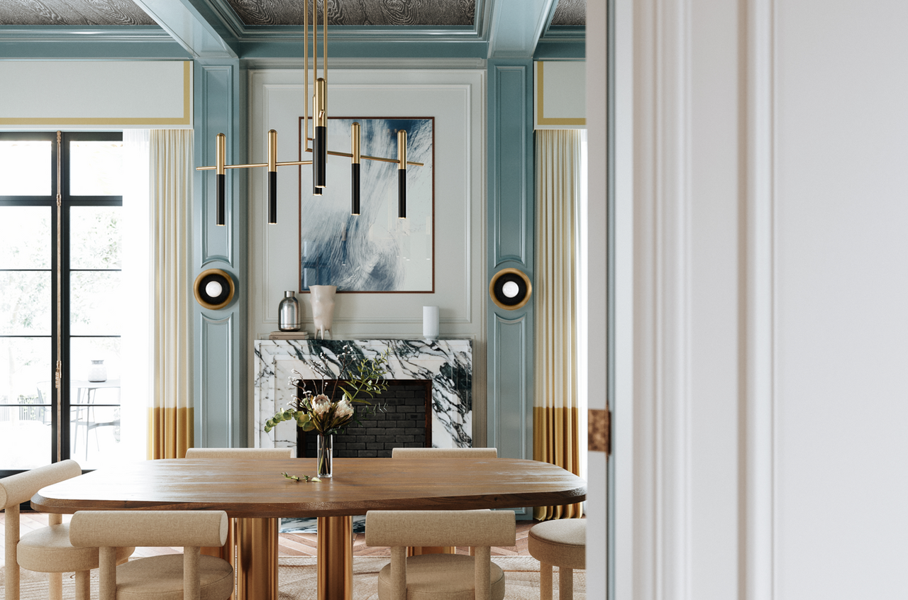 Brass Brass chandelier - Della Meadow for dining room view 5