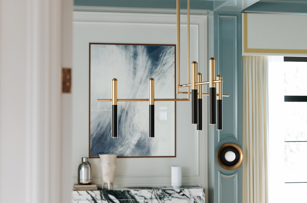 Brass Brass chandelier - Della Meadow for dining room view 2