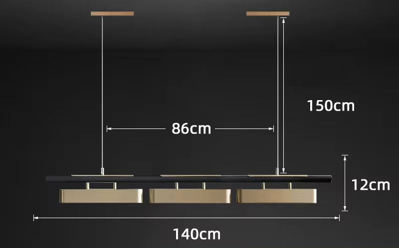 Brass Iron Linear chandelier - Talia Lane for dining room view 6