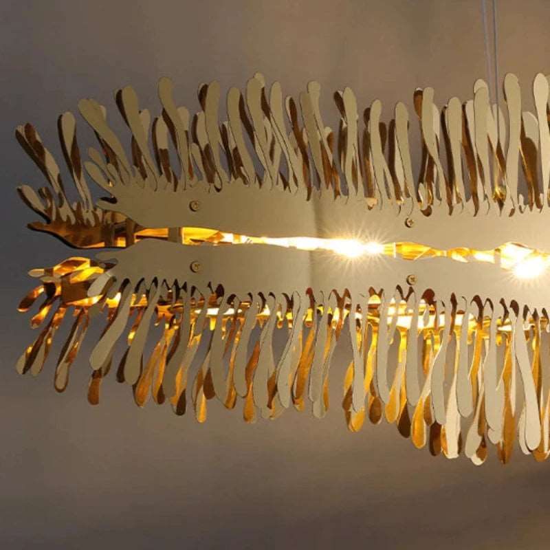 Gold Steel chandelier - Selene Arc for dining room view 3