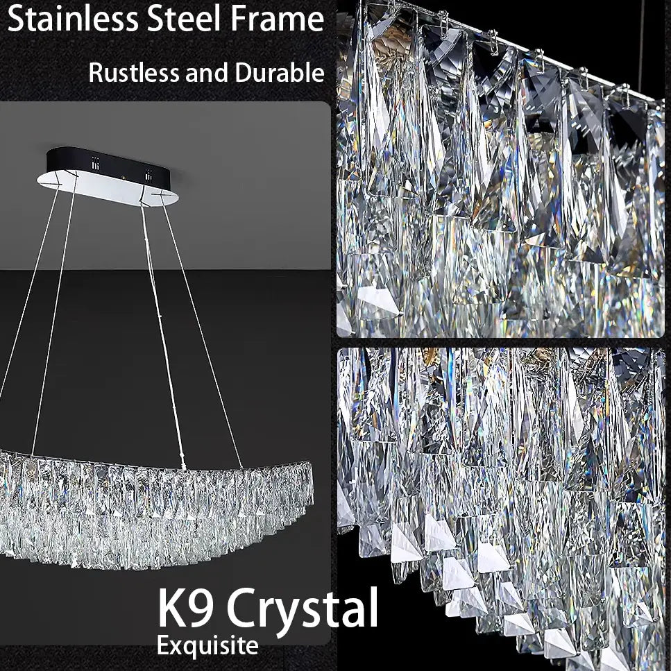 Clear Crystal Round chandelier - Iris Lane for dining room view 3