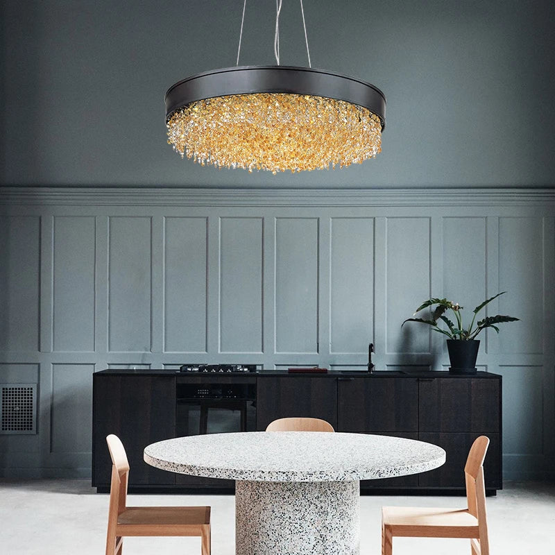 Black Crystal chandelier - Winslow Lane for dining room view 4