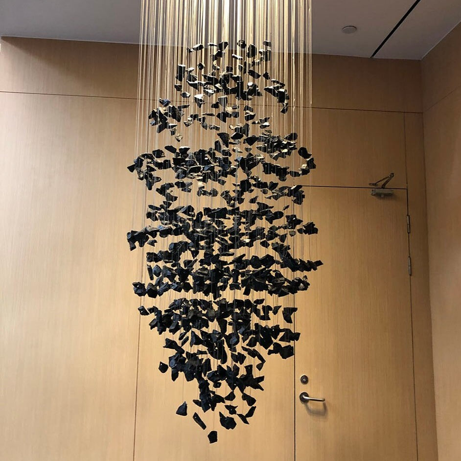 Black Crystal Linear chandelier - Liora House for dining room view 10