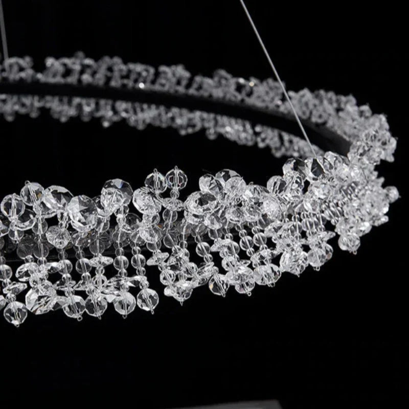 Matte Black Crystal Tiered chandelier - Livia Court for dining room view 3