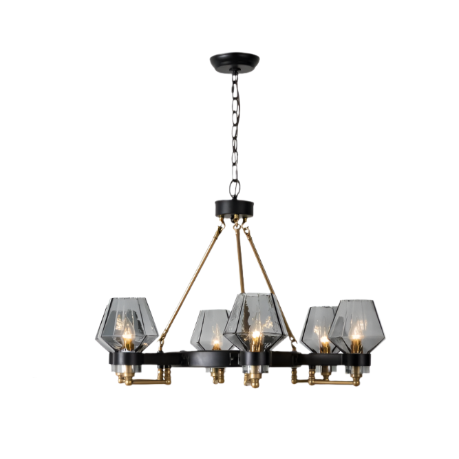 White Glass Linear chandelier - Petra Bay for dining room view 12