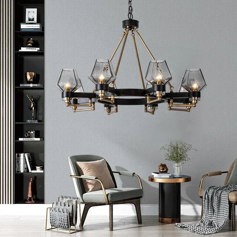 White Glass Linear chandelier - Petra Bay for dining room view 3