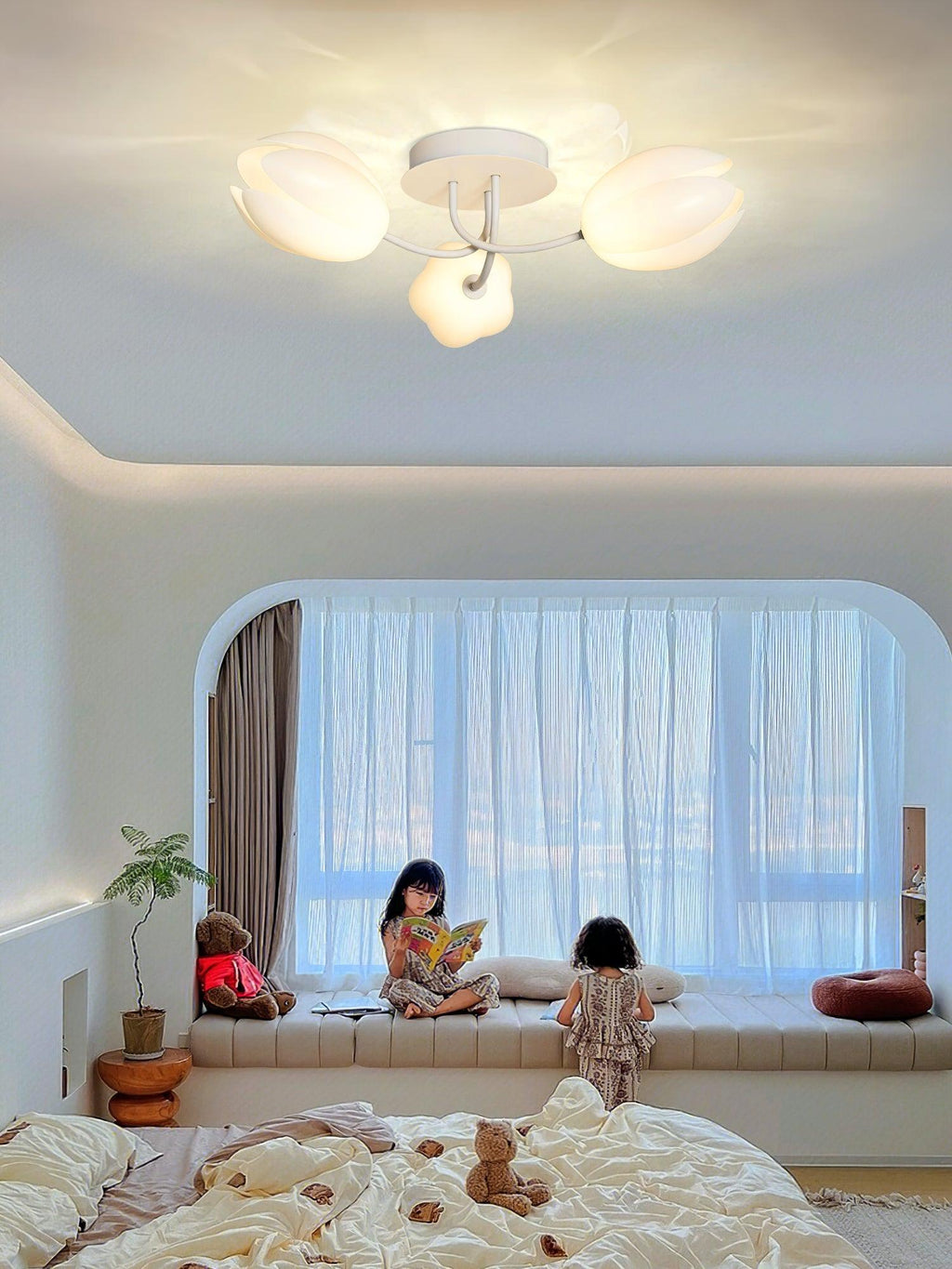 White Tulip Ceiling Light