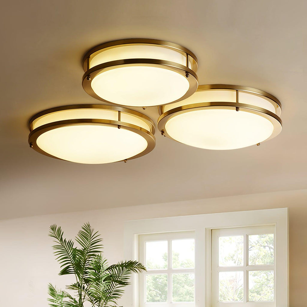 Whittier Natural Brass Flush Ceiling Light