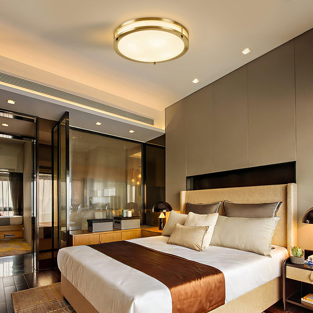 Whittier Natural Brass Flush Ceiling Light