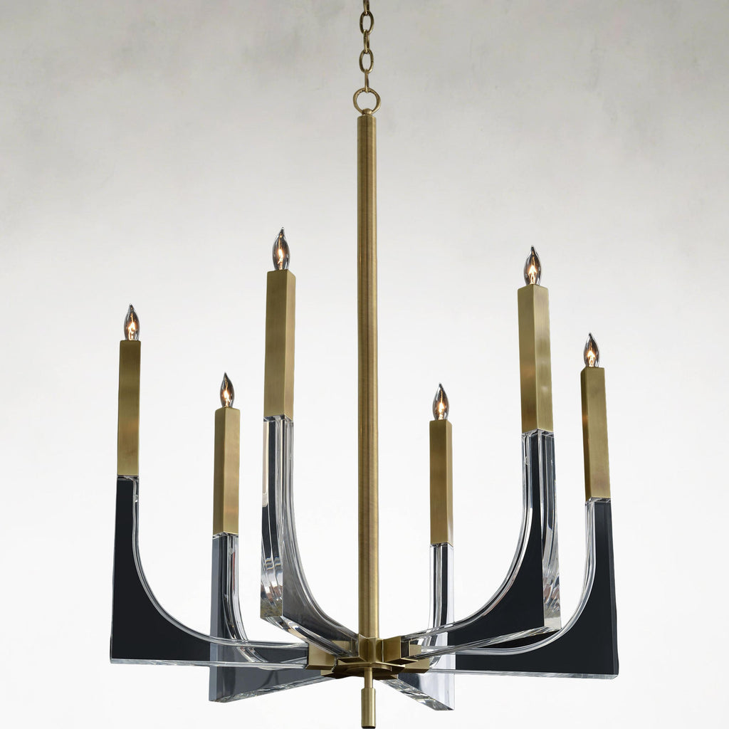 6-Light Brass Acrylic LED Chandelier - Hera Stone | Tianguang Chandelier