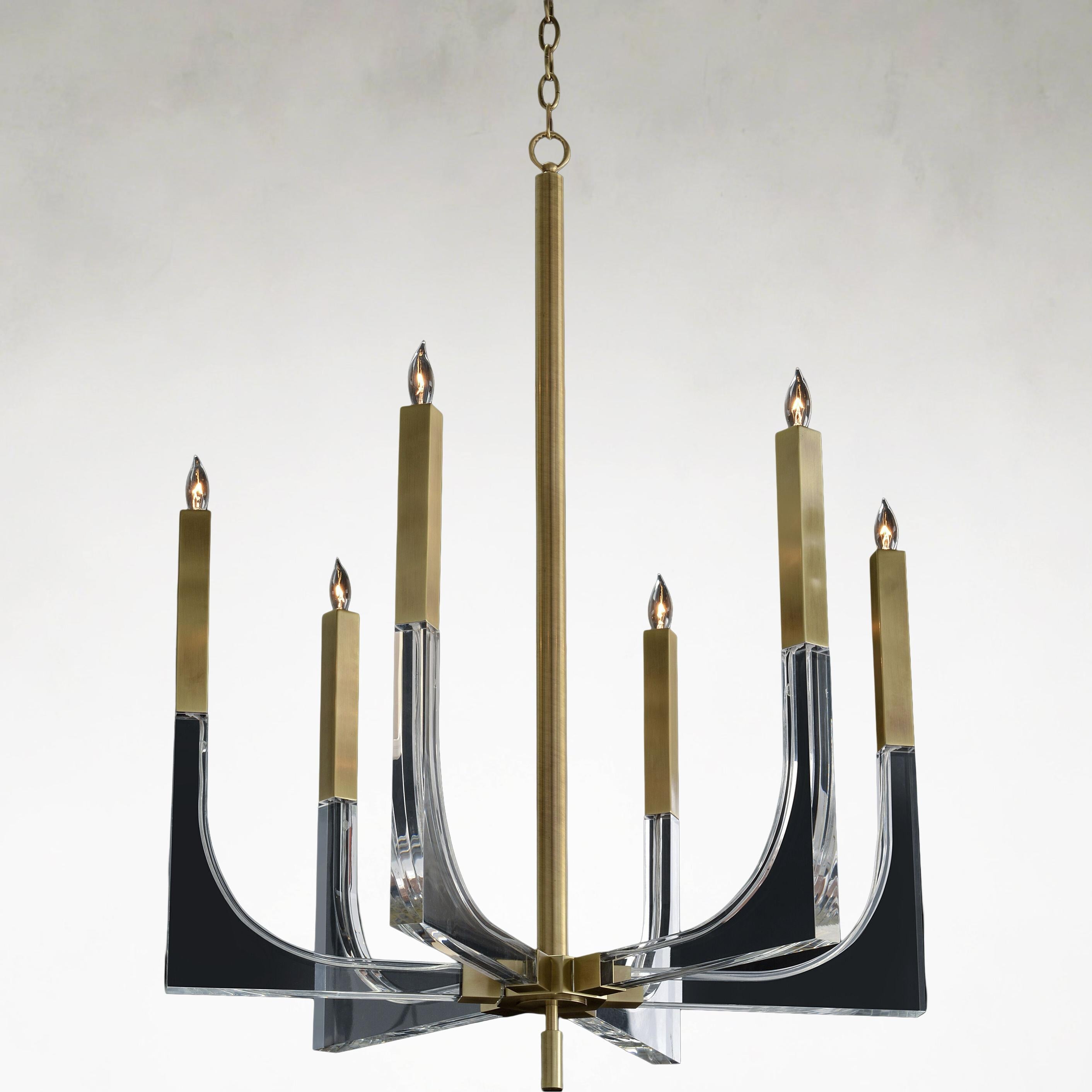6-Light Brass Acrylic LED Chandelier - Hera Stone | Tianguang Chandelier