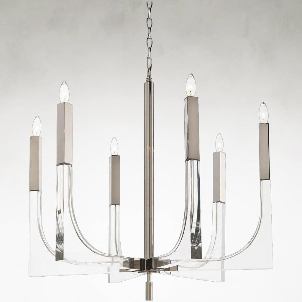 Nickel Acrylic Linear chandelier - Fiora Stone for dining room view 8
