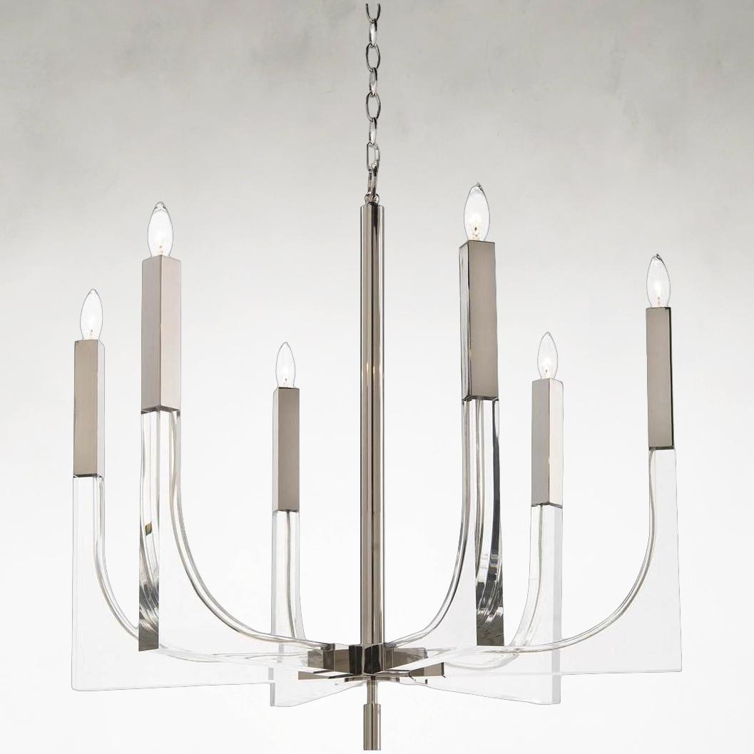 Nickel Acrylic Linear chandelier - Fiora Stone for dining room view 8