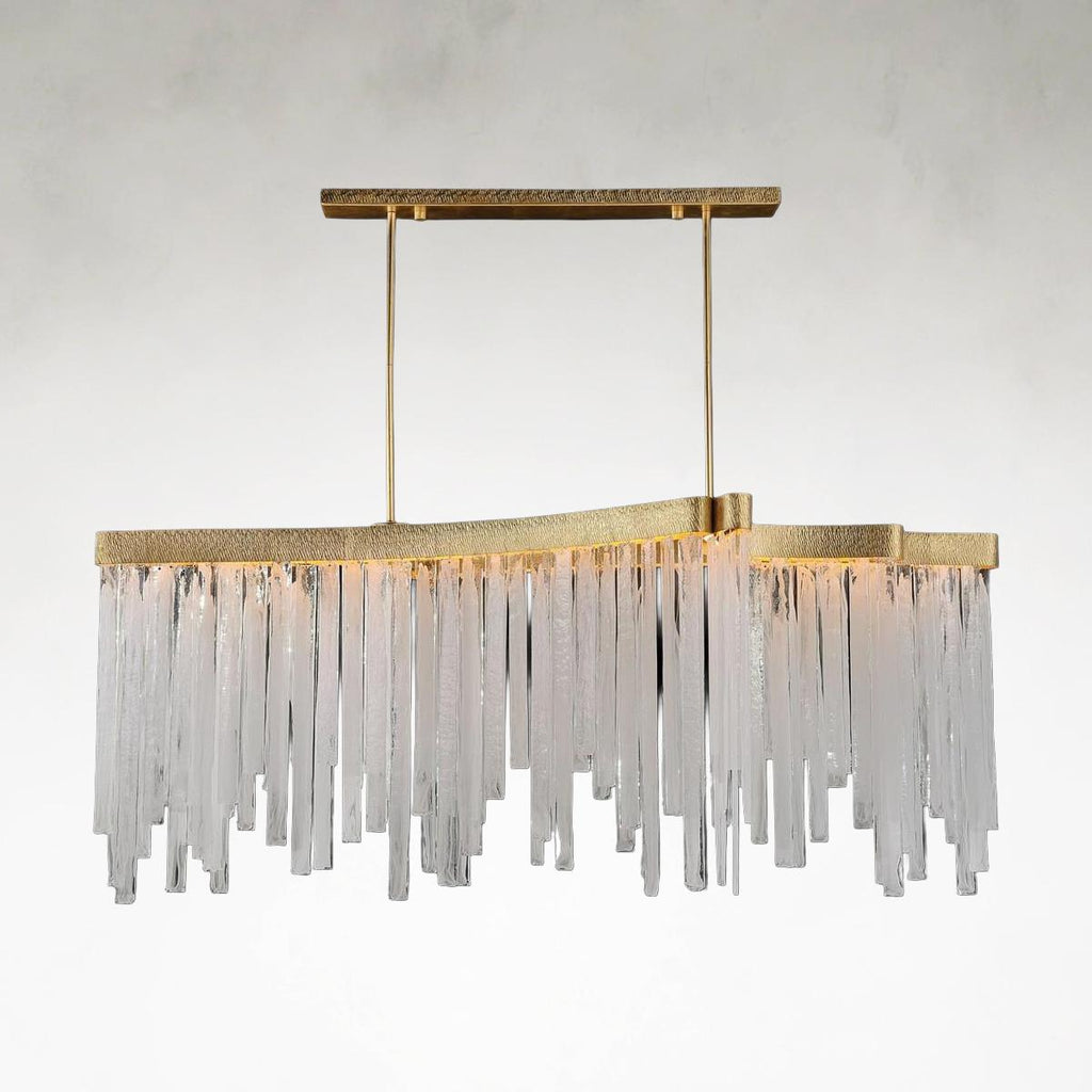 Gold Alabaster Linear chandelier - Winslow Stone for dining room view 1
