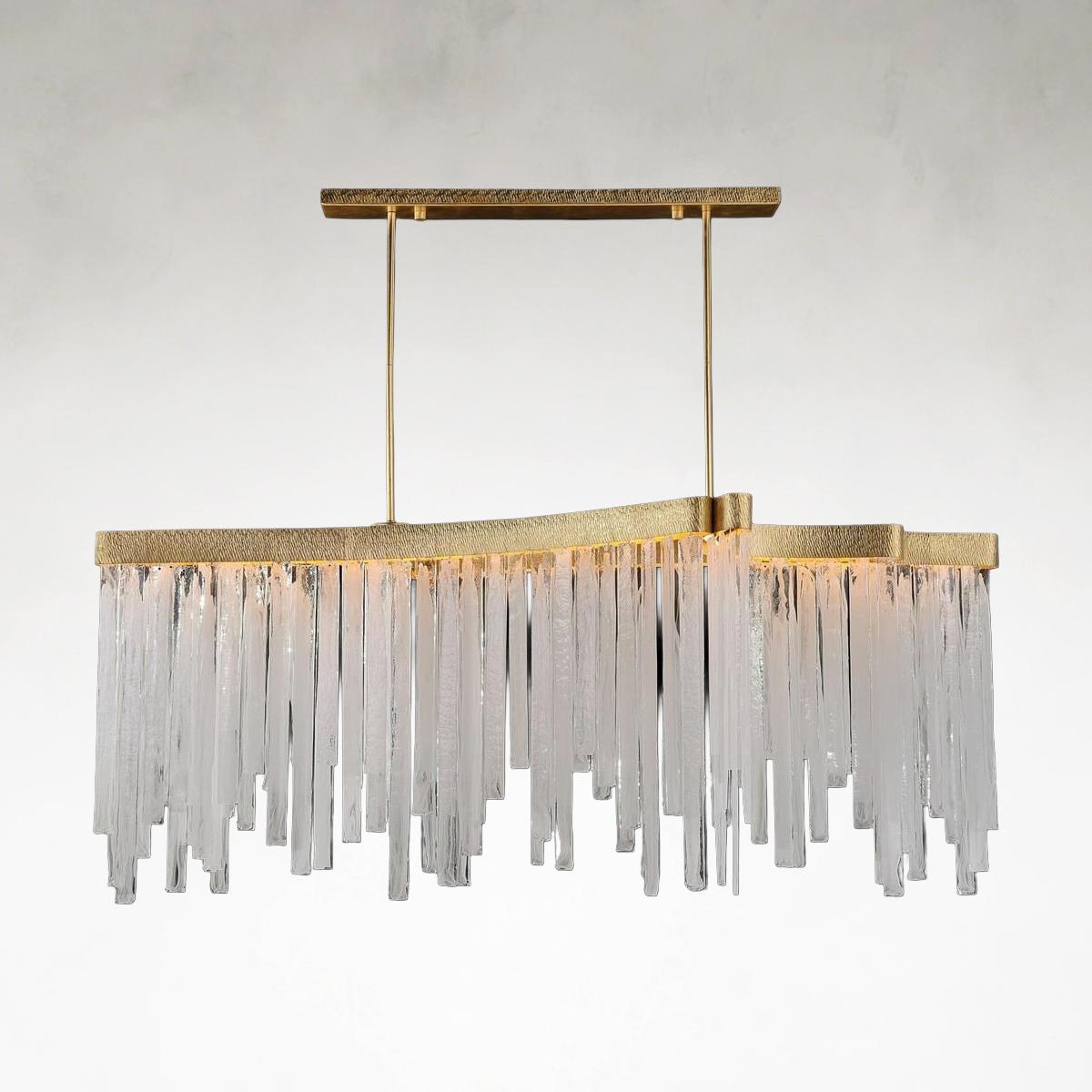 Gold Alabaster Linear chandelier - Winslow Stone for dining room view 1