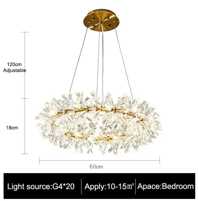 Clear Crystal Round chandelier - Hollis House for dining room view 9