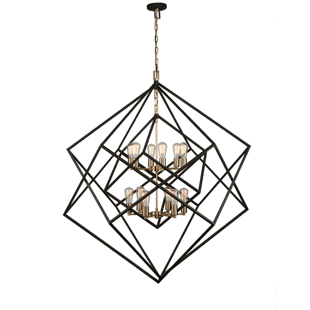 Satin Brass Brass chandelier - Viana Peak for dining room view 1