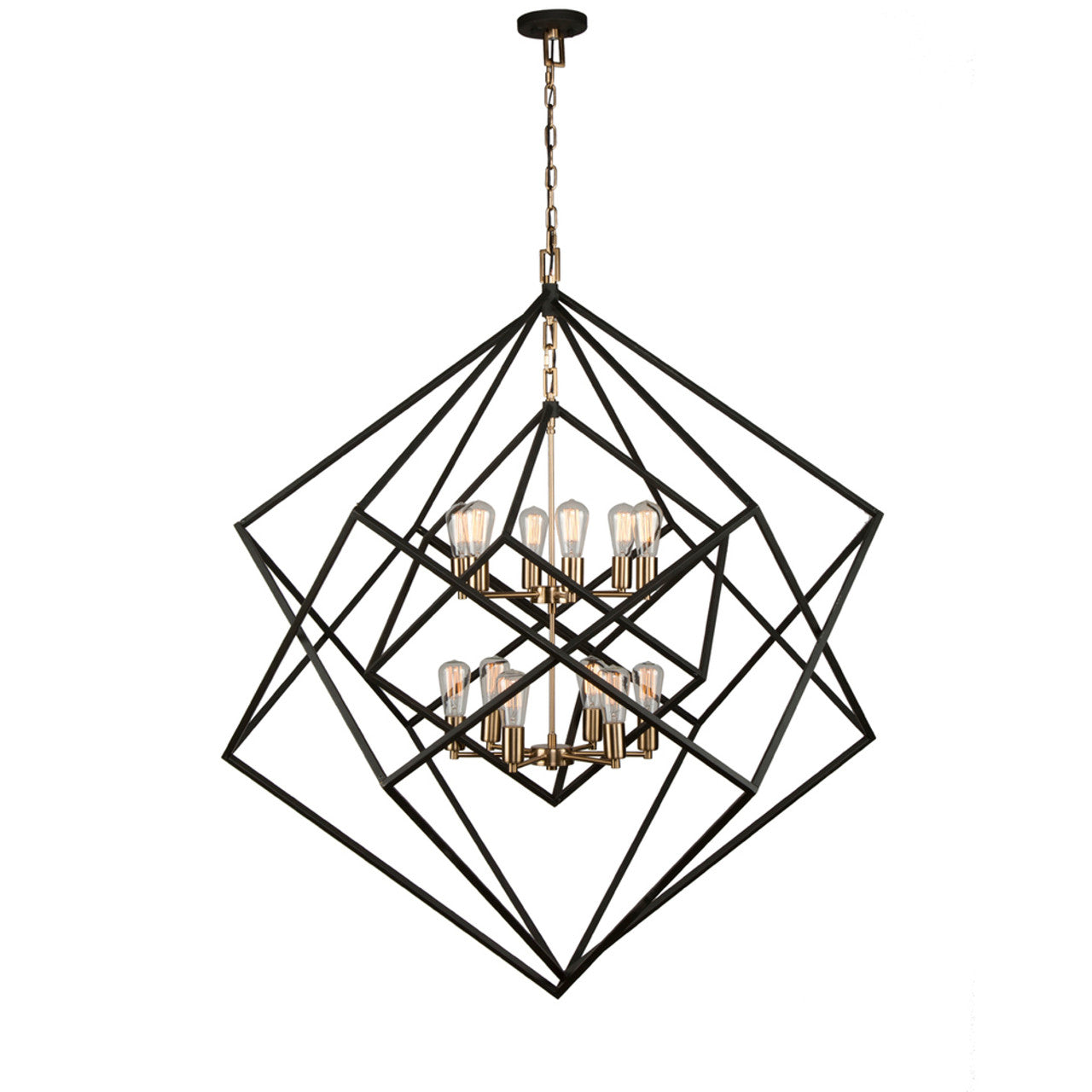 Satin Brass Brass chandelier - Viana Peak for dining room view 1