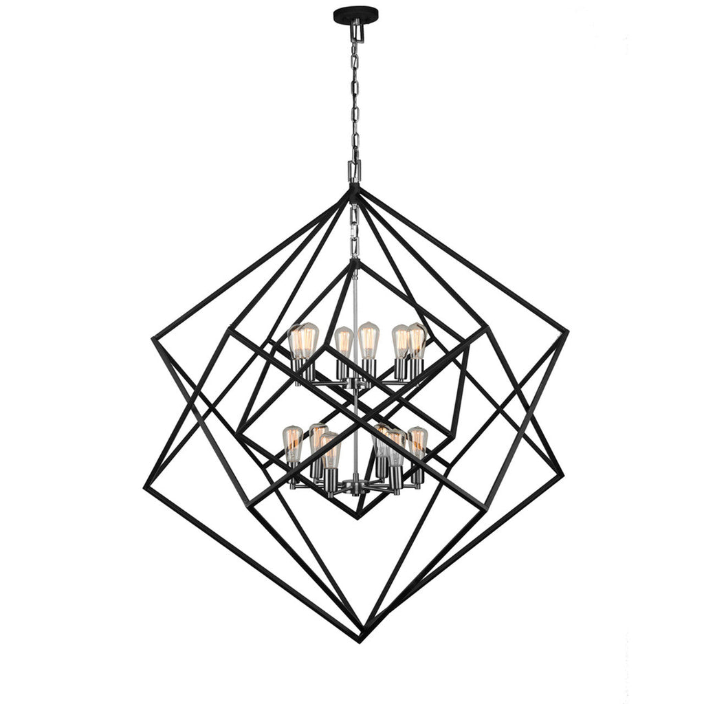 Polished Nickel Metal chandelier - Rosa Nest for dining room view 1