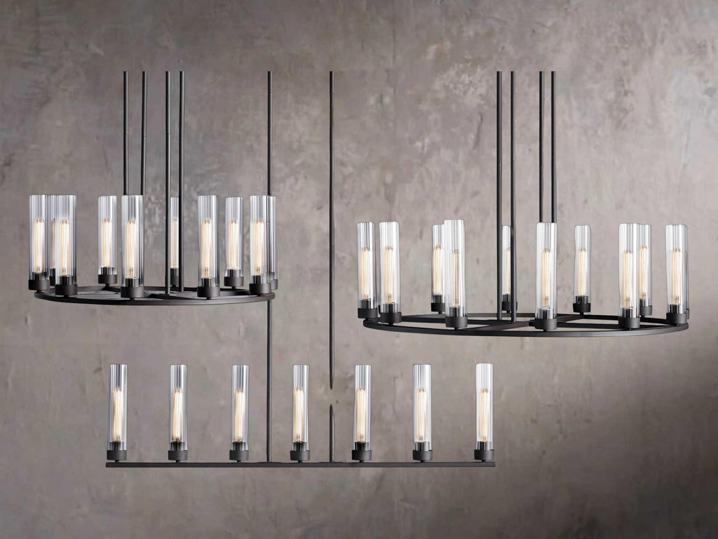 Black Glass chandelier - Wren Point for dining room view 2