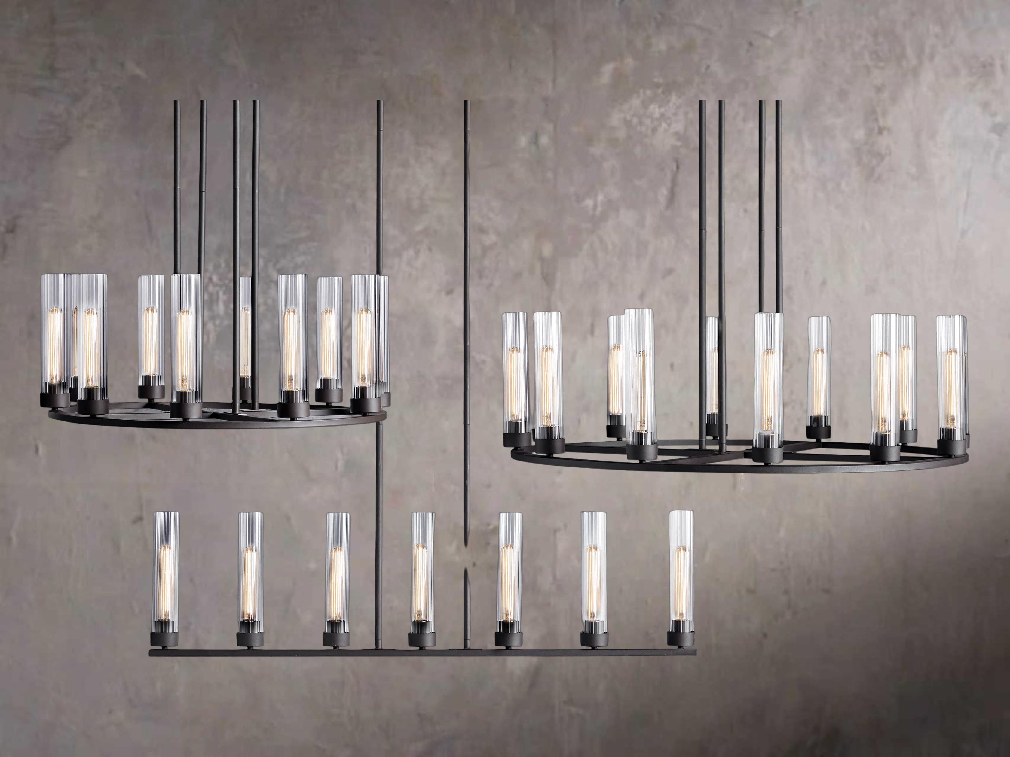 Black Glass chandelier - Wren Point for dining room view 2