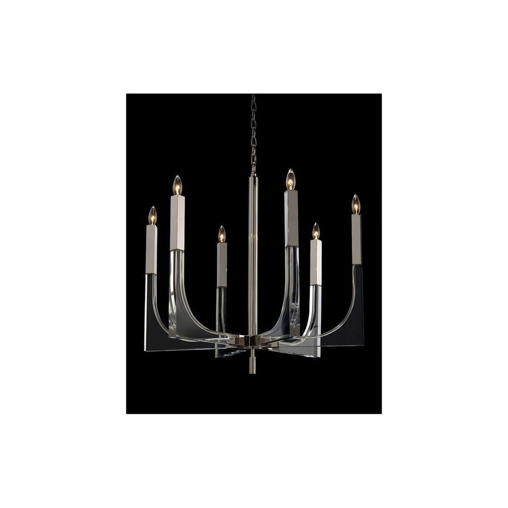 Polished Nickel Acrylic Round chandelier - Xara Stone for dining room view 2
