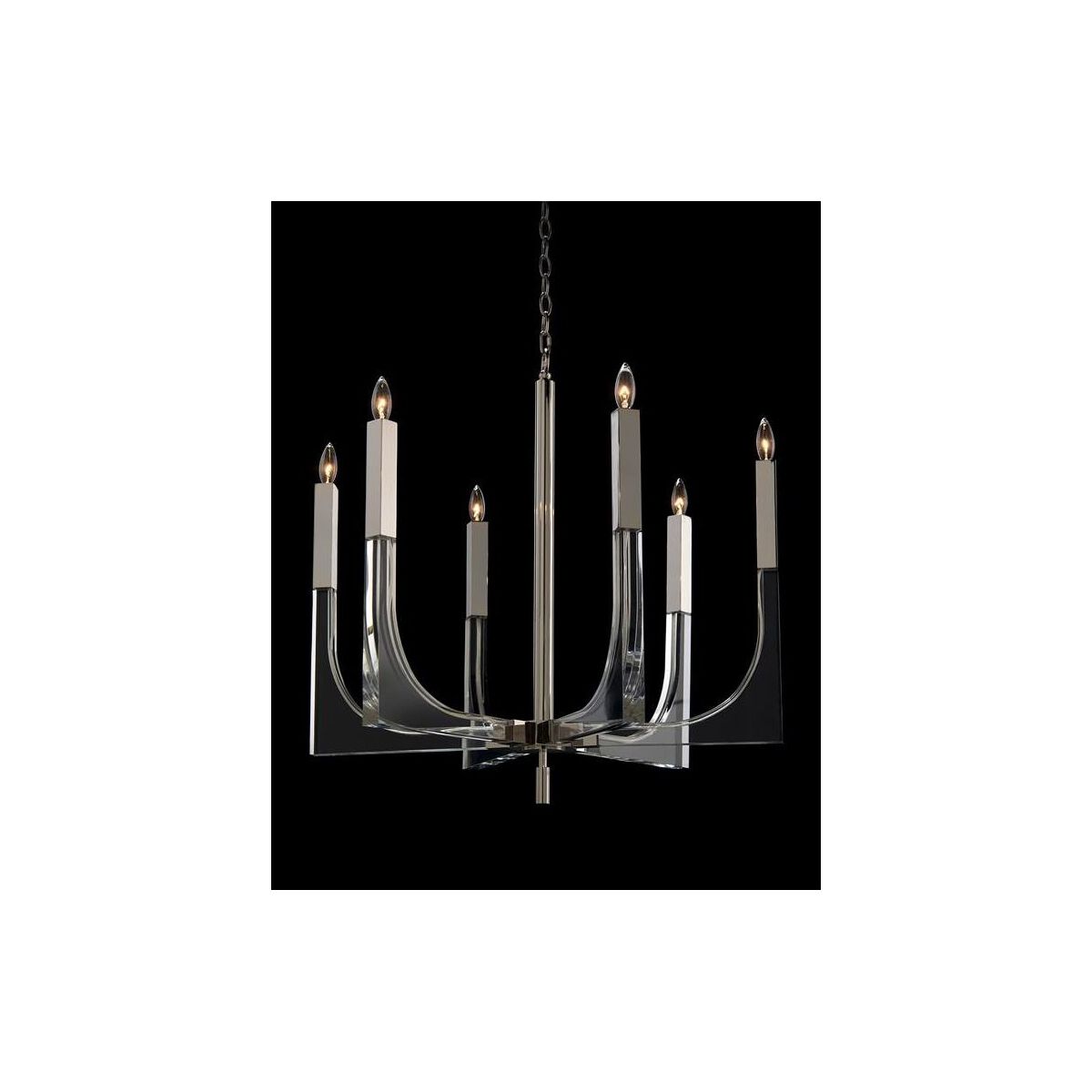 Polished Nickel Acrylic Round chandelier - Xara Stone for dining room view 2