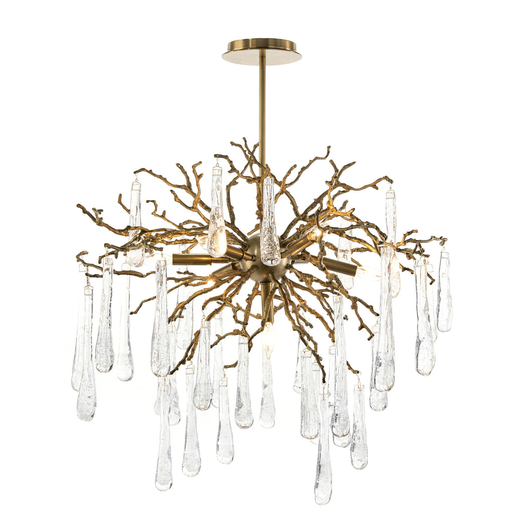 Brass Acrylic Linear chandelier - Alden Stone for dining room view 2