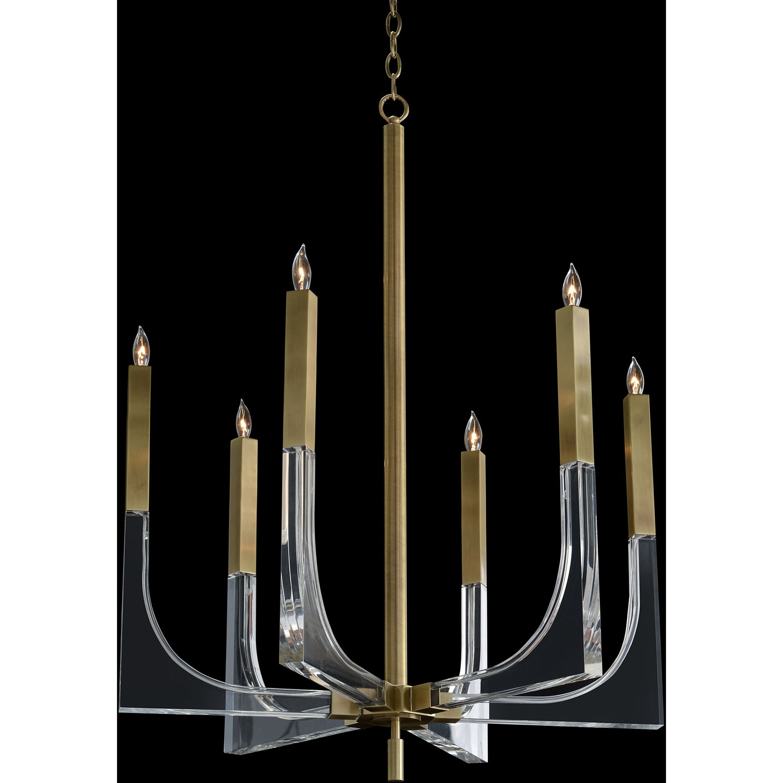 Brass Acrylic chandelier - Hera Stone for dining room view 2