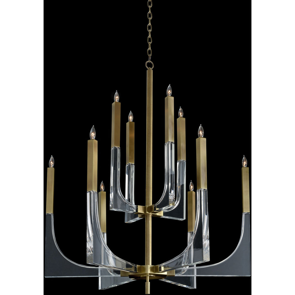 Brass Acrylic chandelier - Ottilie Stone for dining room view 2