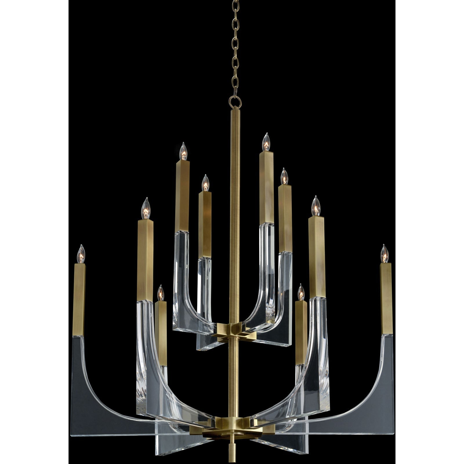 Brass Acrylic chandelier - Ottilie Stone for dining room view 2