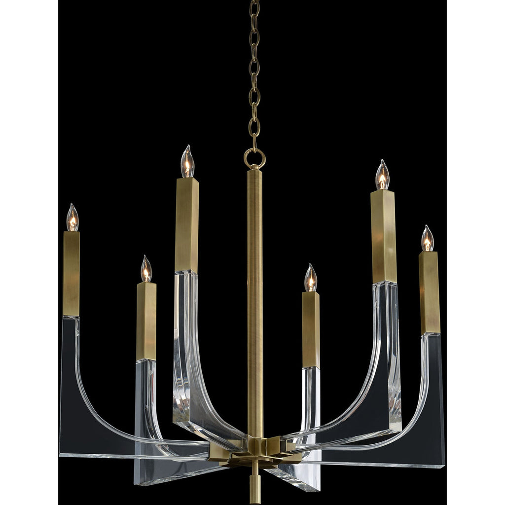 Brass Acrylic Linear chandelier - Yule Stone for dining room view 2