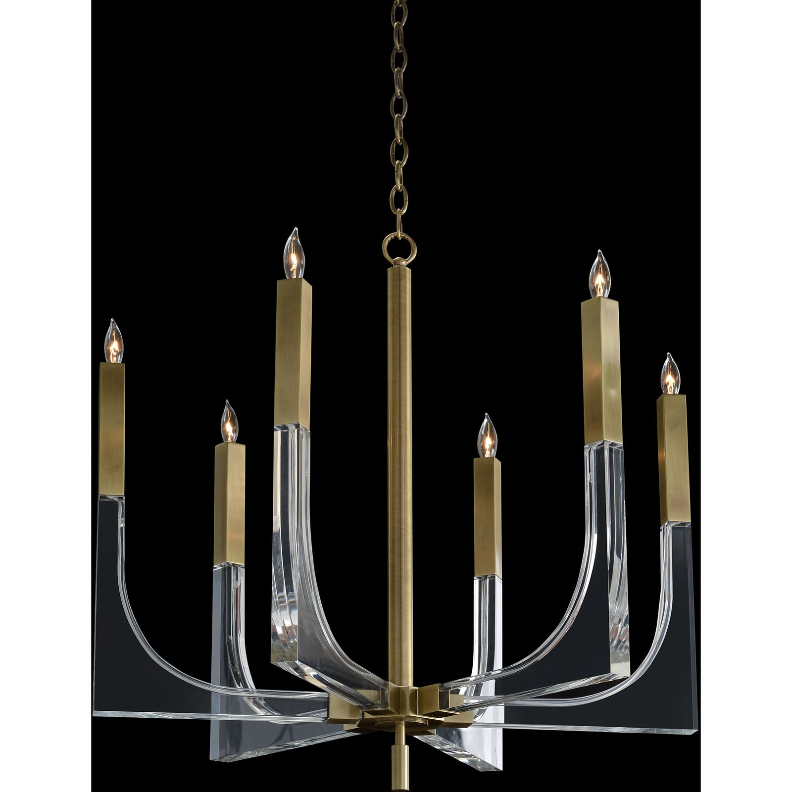 Brass Acrylic Linear chandelier - Yule Stone for dining room view 2
