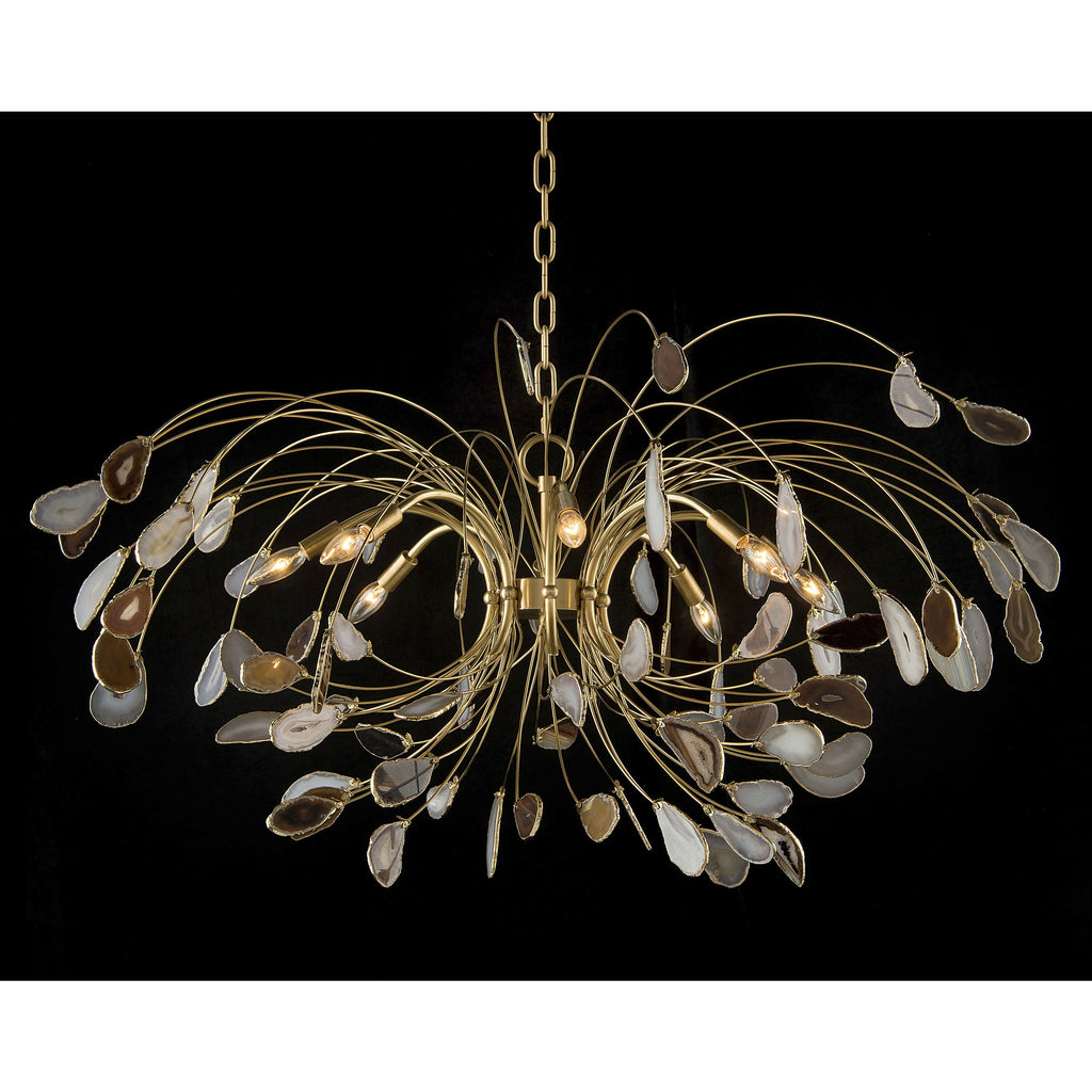 Brass Acrylic chandelier - Celia Stone for dining room view 2