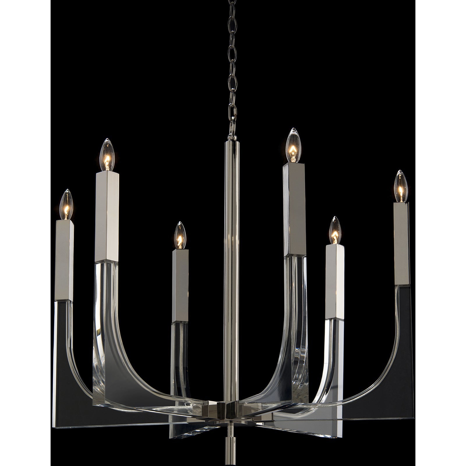 Nickel Acrylic Linear chandelier - Fiora Stone for dining room view 2