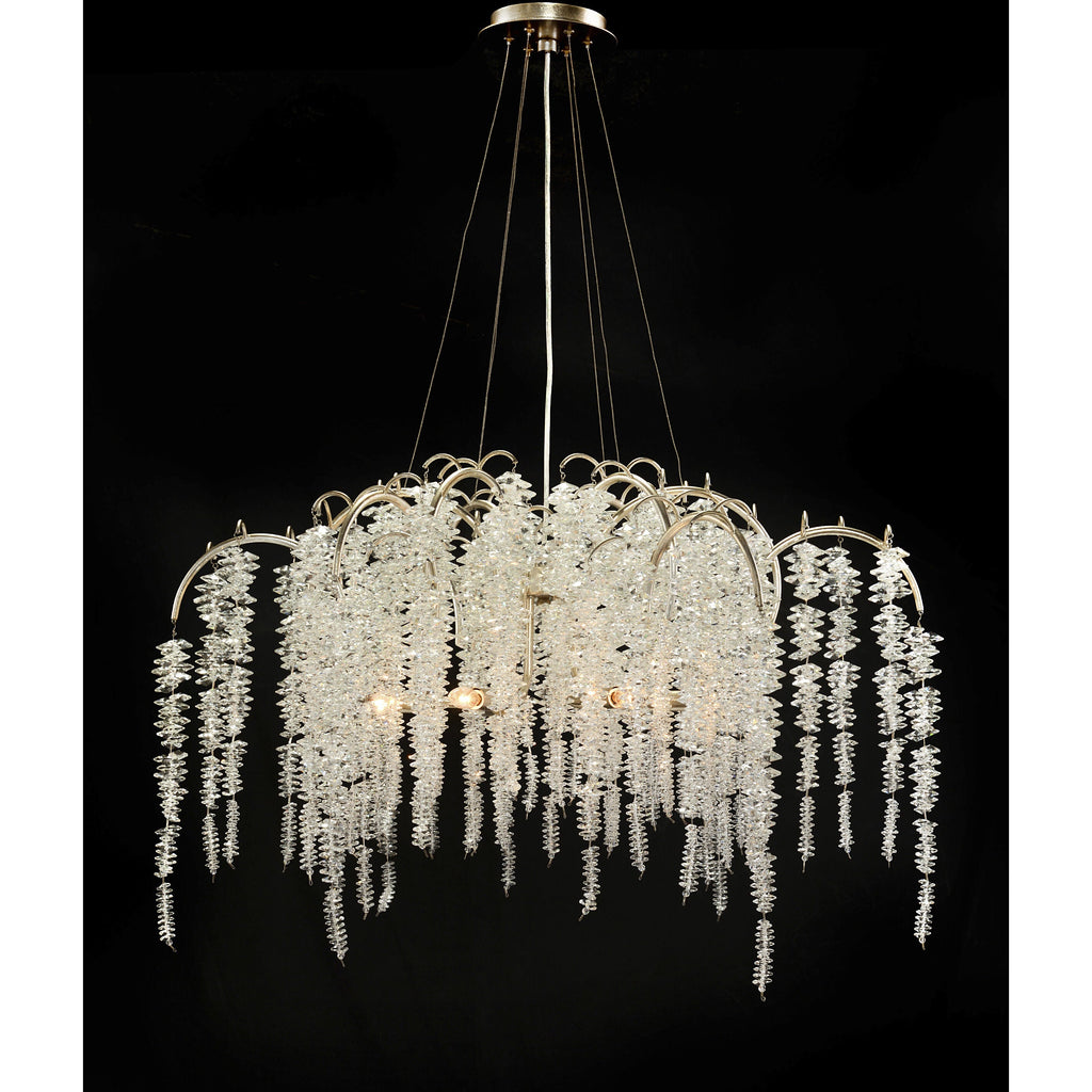 White Crystal Tiered chandelier - Kairo Stone for dining room view 2