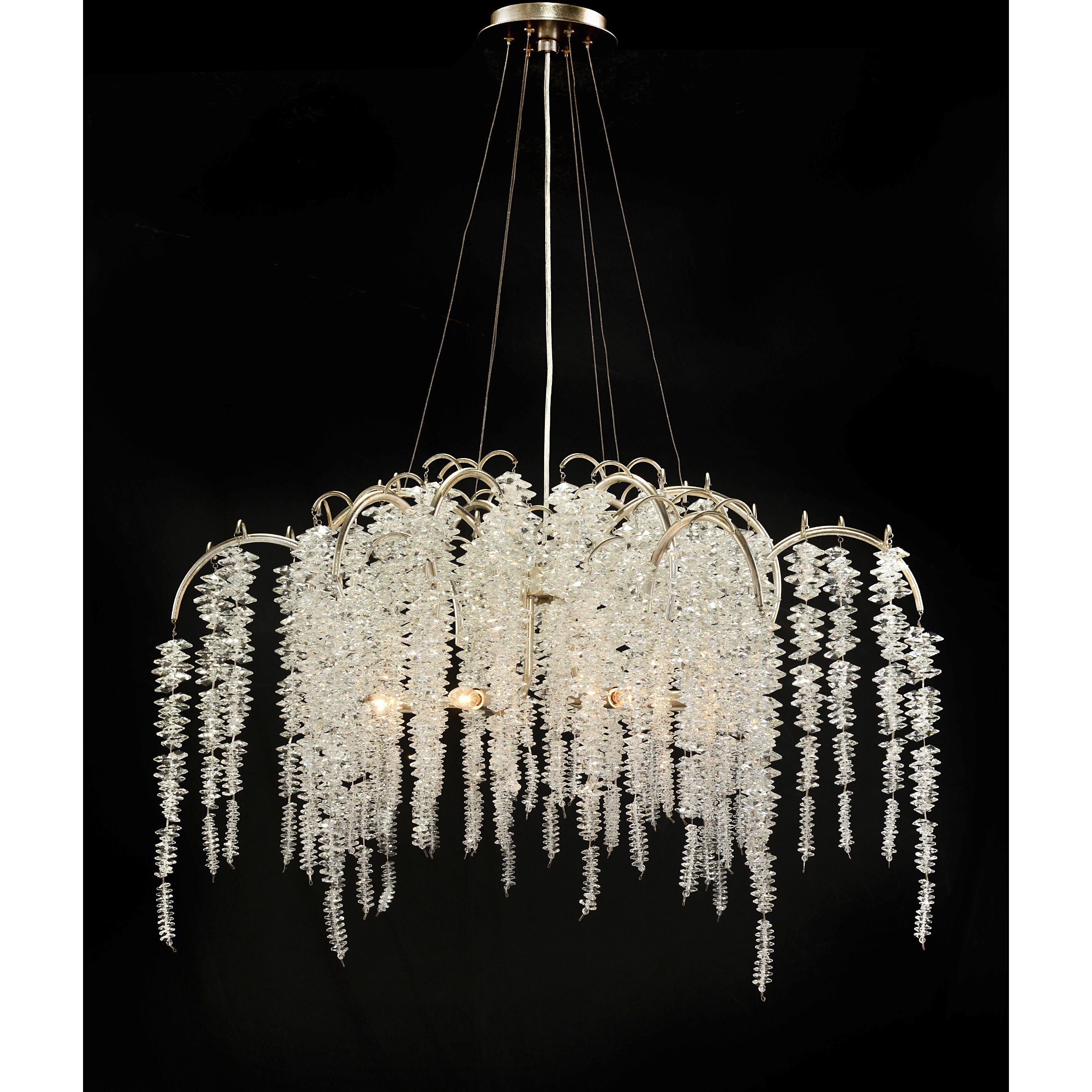 White Crystal Tiered chandelier - Kairo Stone for dining room view 2