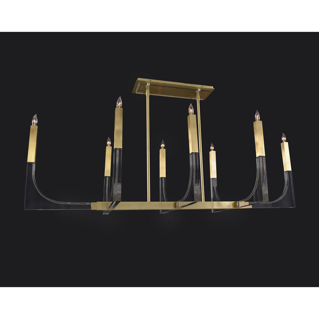 Antique Brass Acrylic chandelier - Vesper Ray for dining room view 2