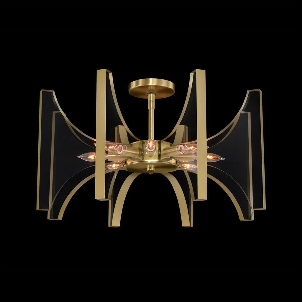 Antique Brass Acrylic chandelier - Zora Stone for dining room view 2