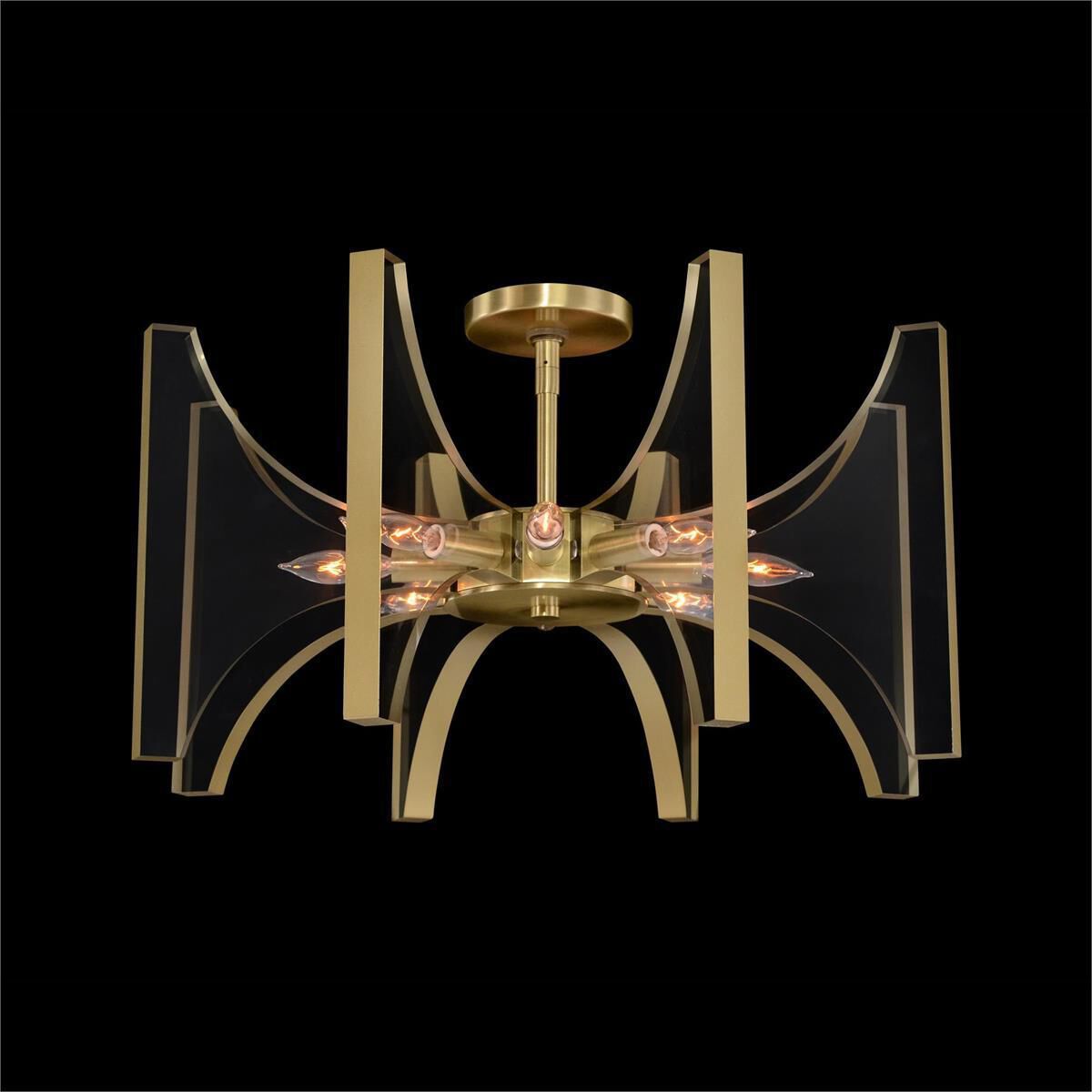 Antique Brass Acrylic chandelier - Zora Stone for dining room view 2