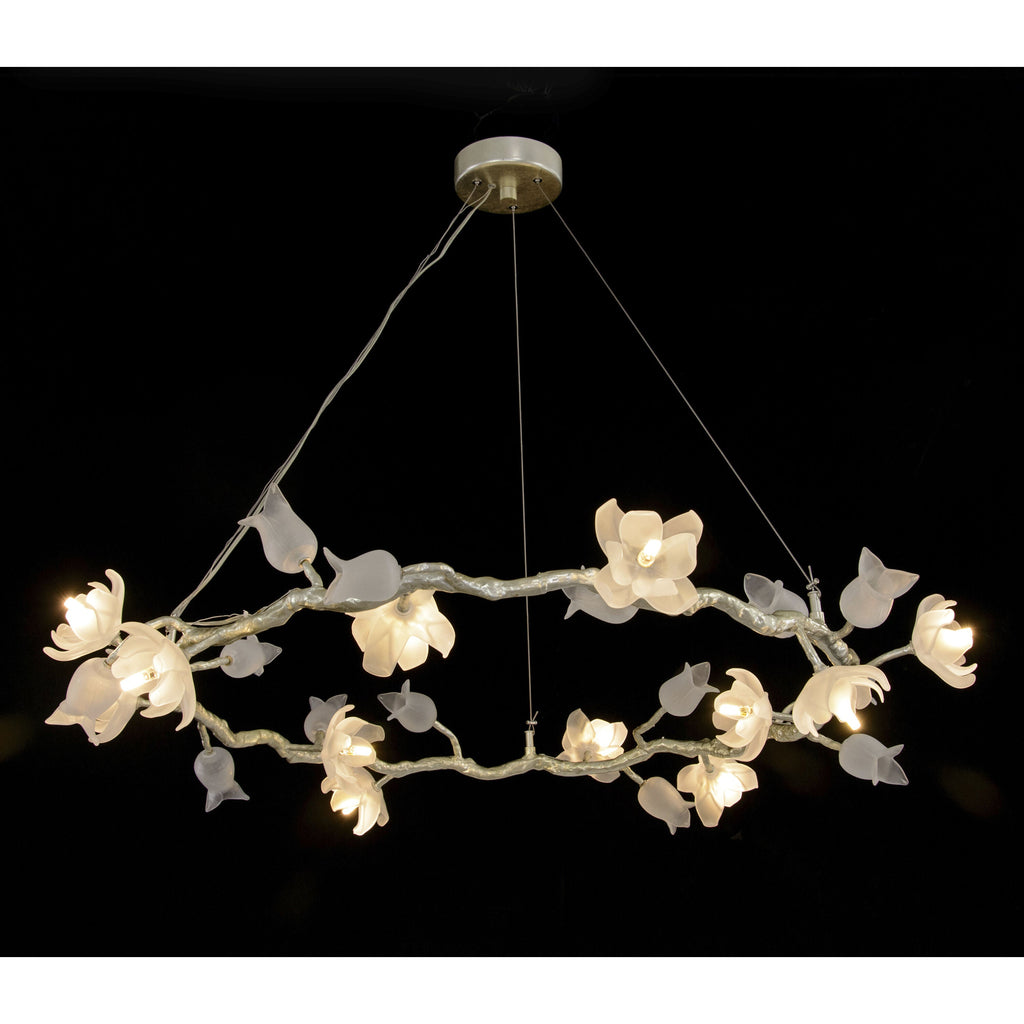 Silver Acrylic chandelier - Rosa Stone for dining room view 2