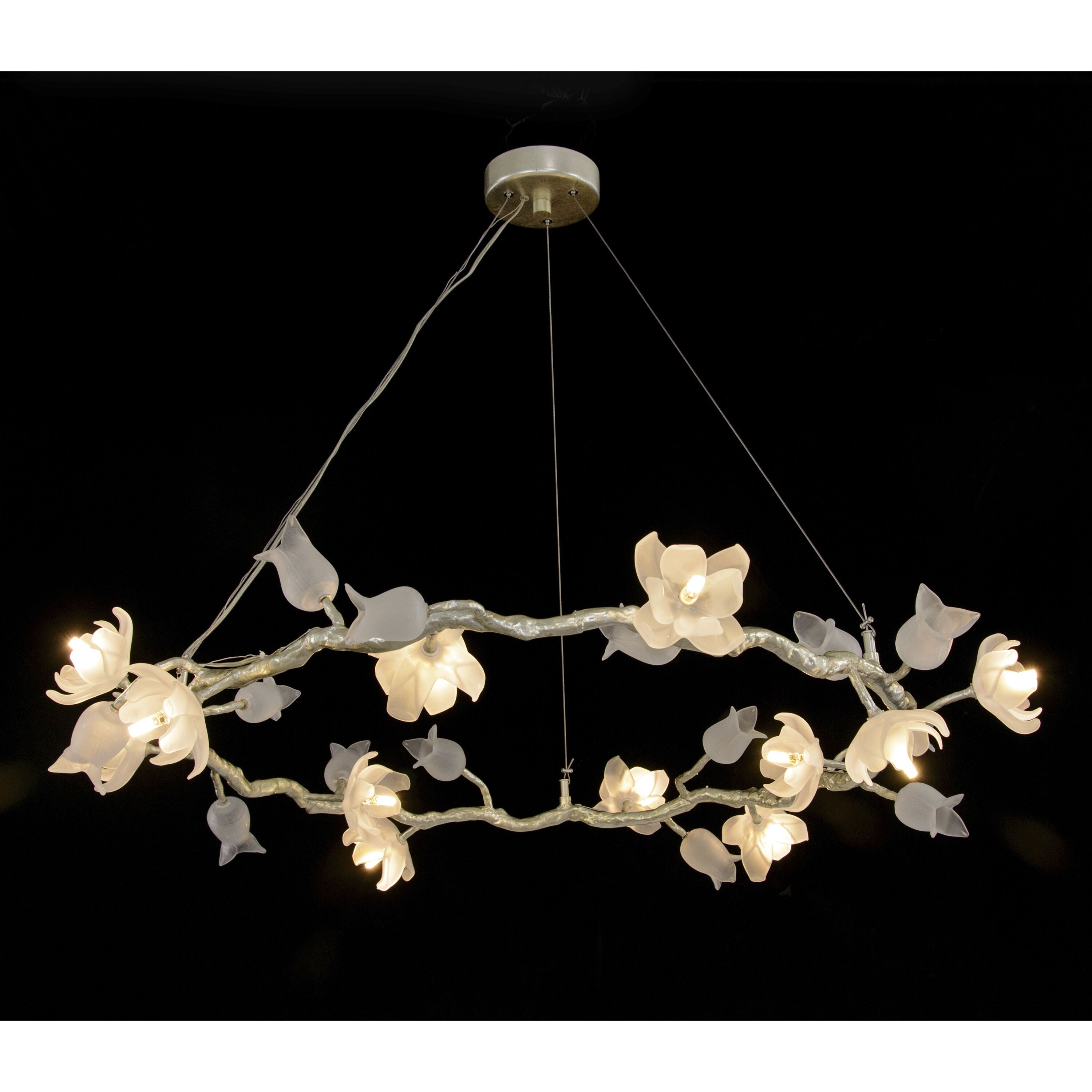 Silver Acrylic chandelier - Rosa Stone for dining room view 2