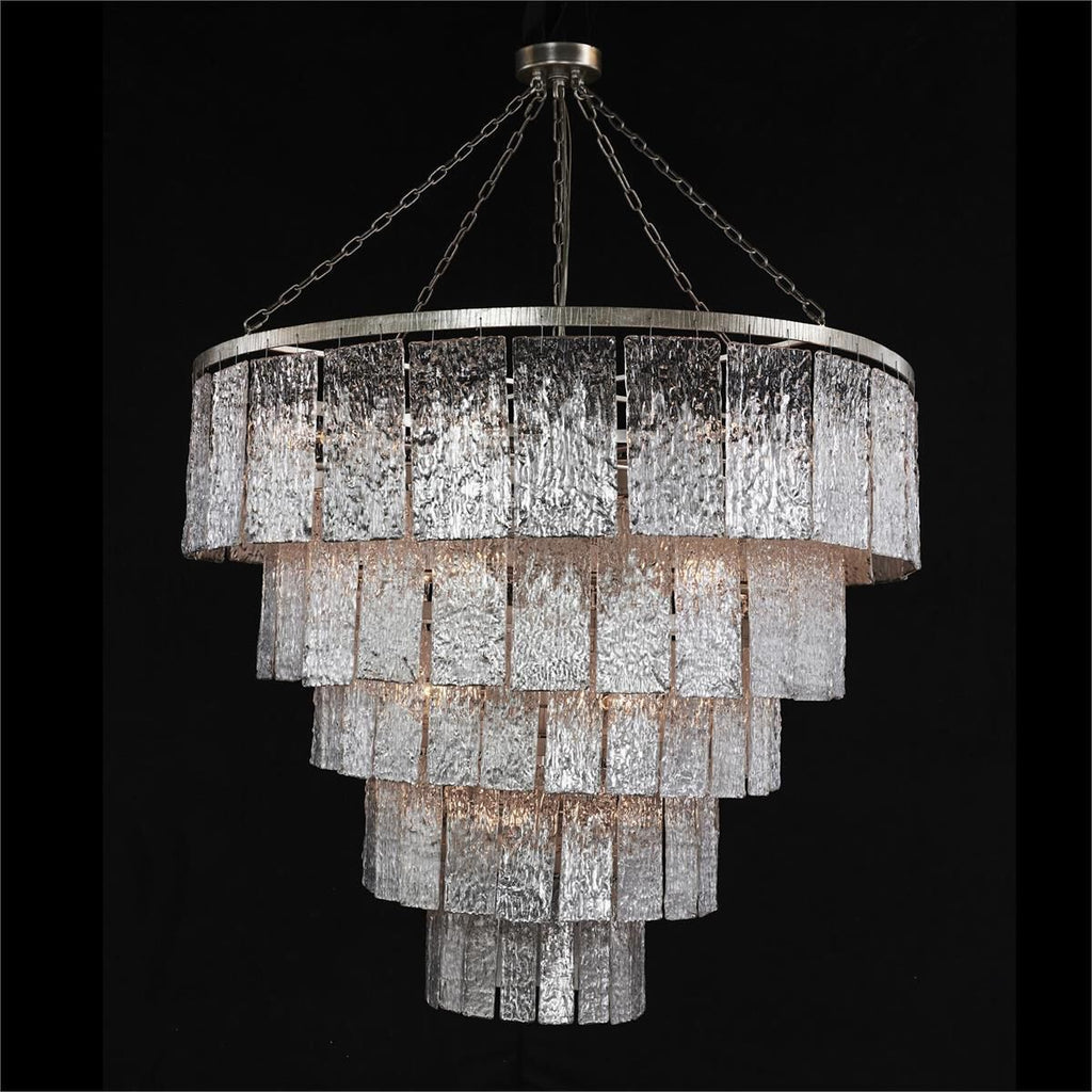 Silver Glass chandelier - Onda Stone for dining room view 2