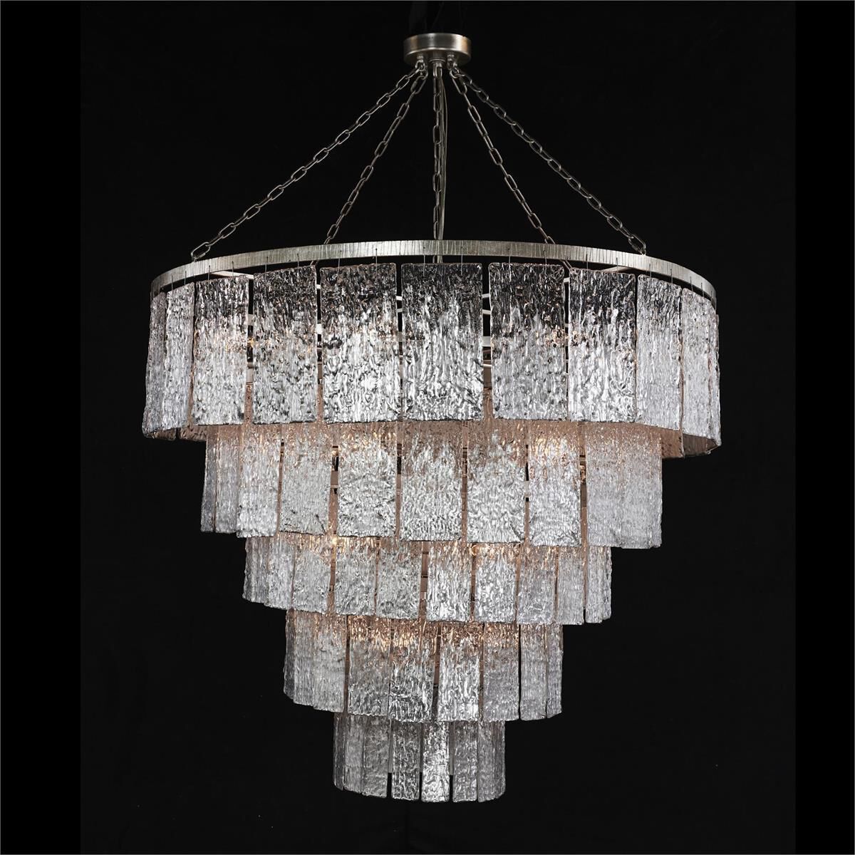 Silver Glass chandelier - Onda Stone for dining room view 2
