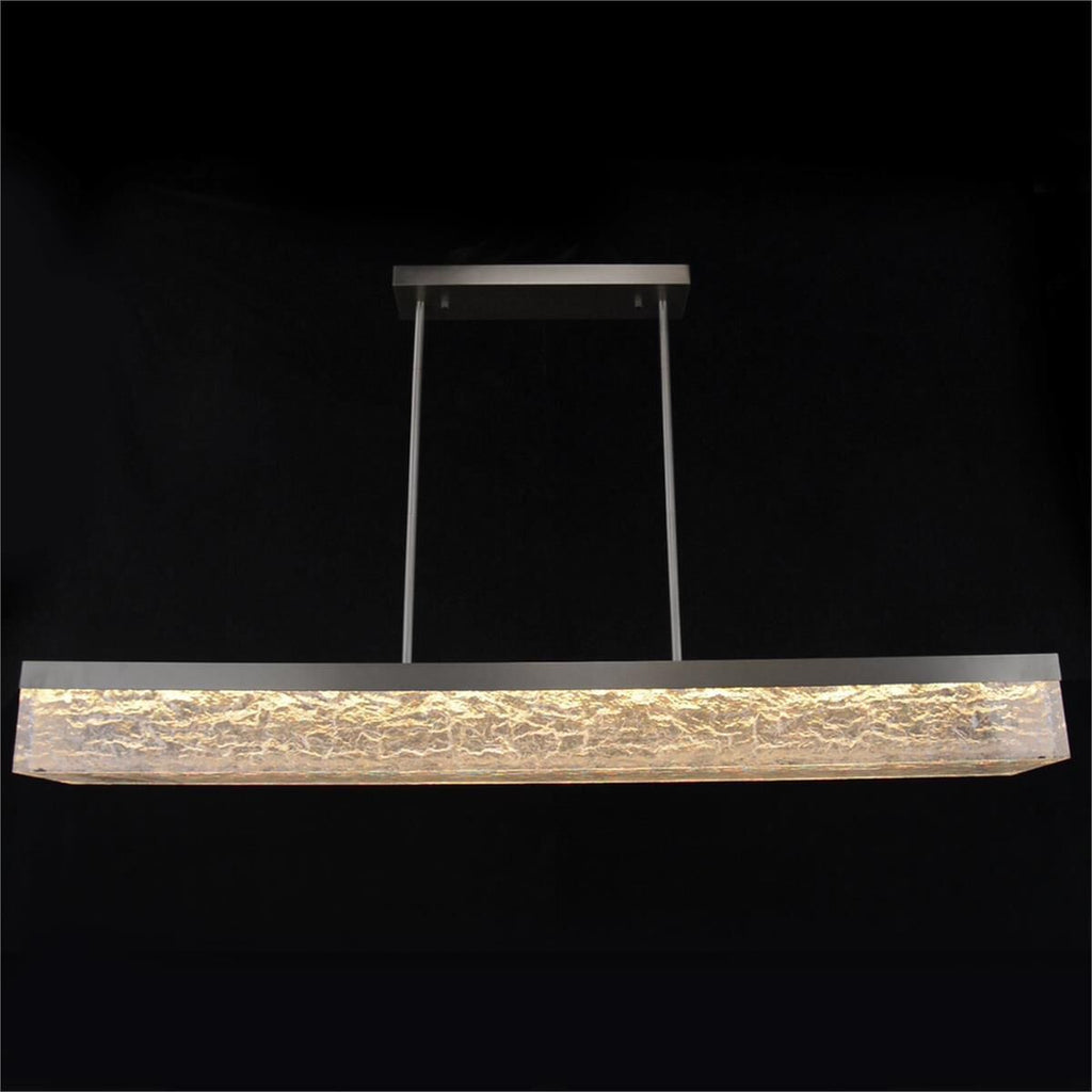 Brushed Nickel Acrylic Linear chandelier - Pavia Stone for dining room view 2
