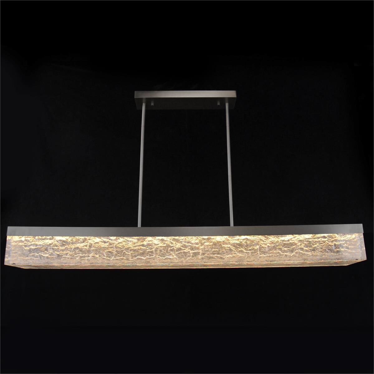 Brushed Nickel Acrylic Linear chandelier - Pavia Stone for dining room view 2