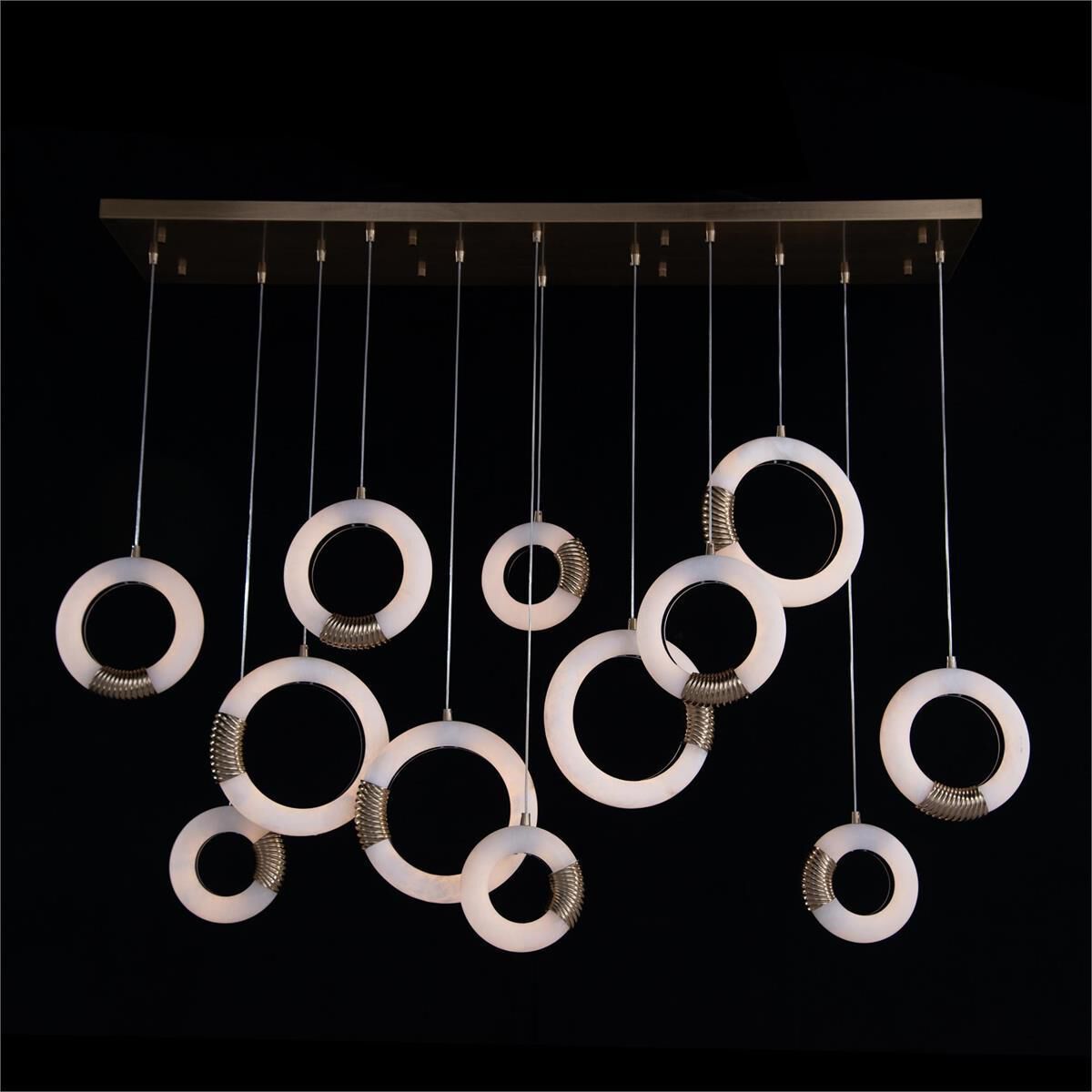 Brass Alabaster Linear chandelier - Rumi Stone for dining room view 2