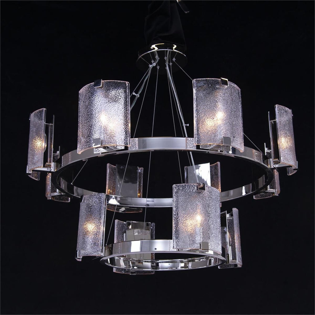 Polished Nickel Acrylic Tiered chandelier - Ember Stone for dining room view 2