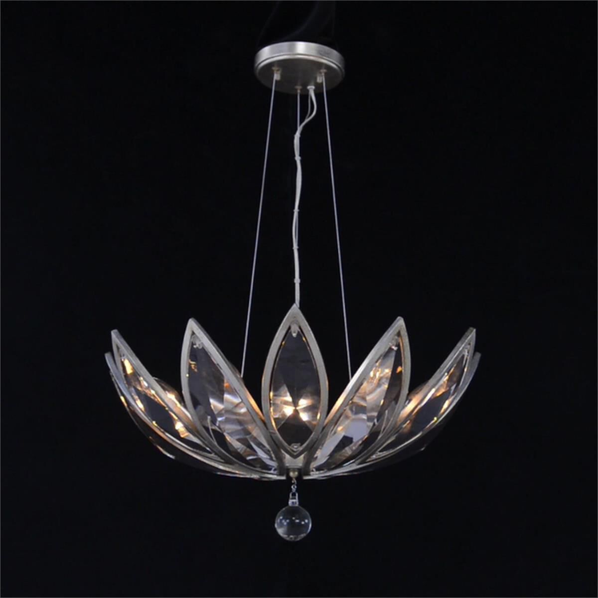 Clear Crystal Linear chandelier - Iris Ray for dining room view 2